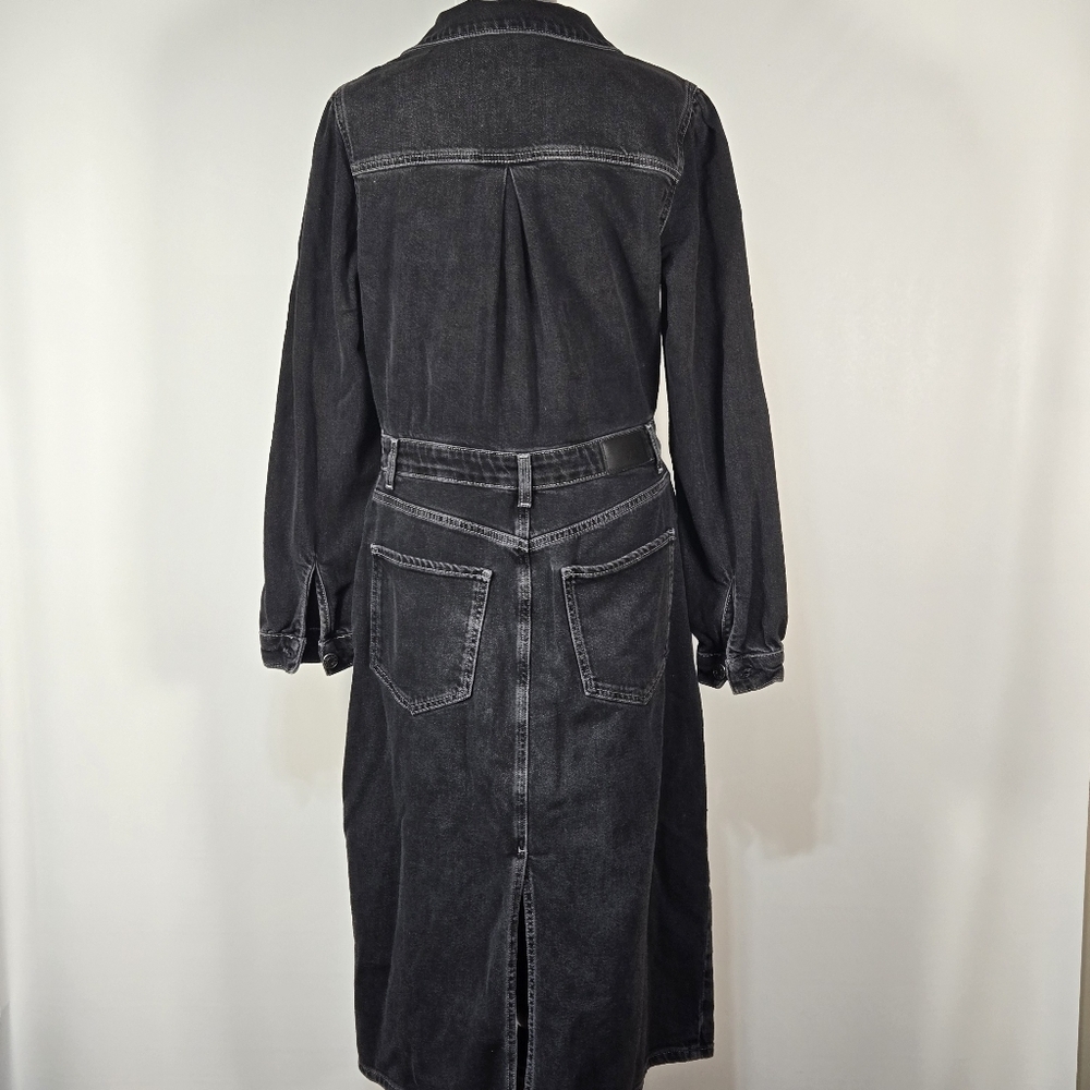 Rails Beverly Denim Shirt Dress Black Large Long Sleeve Western Boho Work Casual - Picture 3 of 11